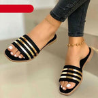Women Sandals Summer Outdoor Beach Flip-flop Sandals Solid Fashion Sandals Flats Casual Shoes Black Summer Flat Sandals Stylish Flip Flop Comfortable Color Matching Sandals Flat Non-Slip Open-Toe Casual Beach Sandals Stevvex