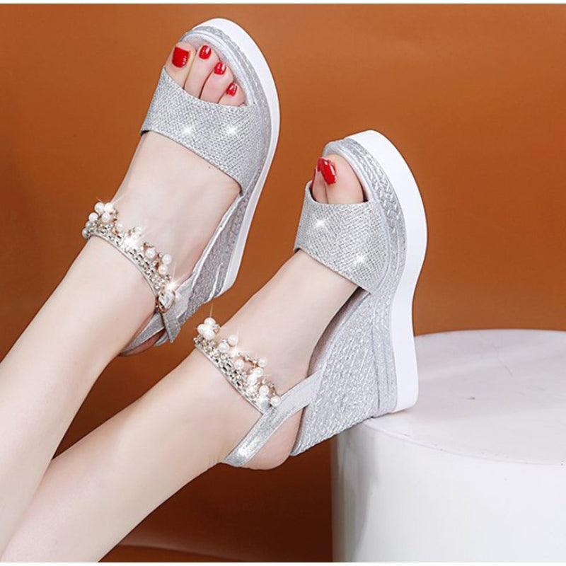 Women Sandals Summer Platform Sandals Buckle Strap Peep Toe Thick Bottom Modern Espadrille Sandals Platform Cross Buckle Strap Slingback Summer Open Toe Shoes Stevvex