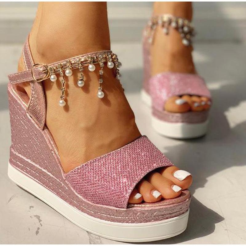 Women Sandals Summer Platform Sandals Buckle Strap Peep Toe Thick Bottom Modern Espadrille Sandals Platform Cross Buckle Strap Slingback Summer Open Toe Shoes Stevvex