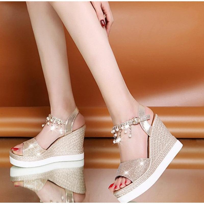Women Sandals Summer Platform Sandals Buckle Strap Peep Toe Thick Bottom Modern Espadrille Sandals Platform Cross Buckle Strap Slingback Summer Open Toe Shoes Stevvex