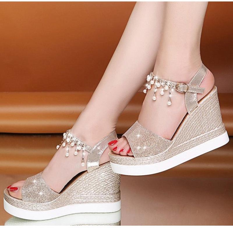 Women Sandals Summer Platform Sandals Buckle Strap Peep Toe Thick Bottom Modern Espadrille Sandals Platform Cross Buckle Strap Slingback Summer Open Toe Shoes Stevvex