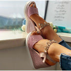 Women Sandals Summer Platform Sandals Buckle Strap Peep Toe Thick Bottom Modern Espadrille Sandals Platform Cross Buckle Strap Slingback Summer Open Toe Shoes Stevvex