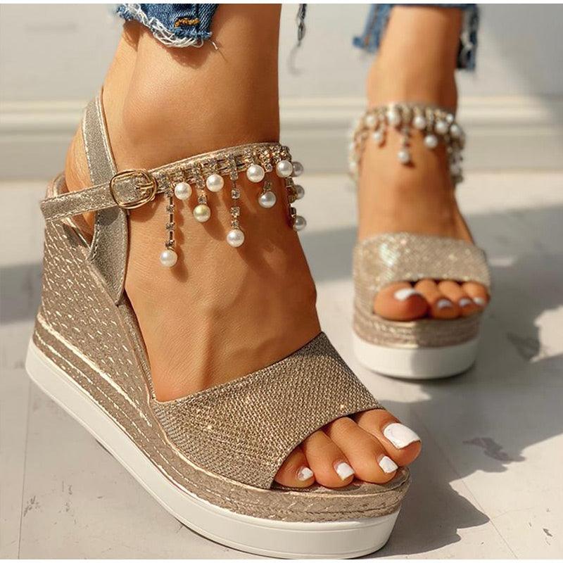 Women Sandals Summer Platform Sandals Buckle Strap Peep Toe Thick Bottom Modern Espadrille Sandals Platform Cross Buckle Strap Slingback Summer Open Toe Shoes Stevvex