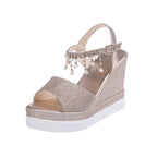 Women Sandals Summer Platform Sandals Buckle Strap Peep Toe Thick Bottom Modern Espadrille Sandals Platform Cross Buckle Strap Slingback Summer Open Toe Shoes Stevvex