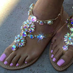 Women Sandals Summer Shoes Flat Pearl Sandals Comfortable String Slippers Women Casual Sandals For Women Casual T Strap Dress Sandals Summer Open Toe Shoes Stevvex