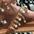Women Sandals Summer Shoes Flat Pearl Sandals Comfortable String Slippers Women Casual Sandals For Women Casual T Strap Dress Sandals Summer Open Toe Shoes Stevvex