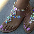 Women Sandals Summer Shoes Flat Pearl Sandals Comfortable String Slippers Women Casual Sandals For Women Casual T Strap Dress Sandals Summer Open Toe Shoes Stevvex