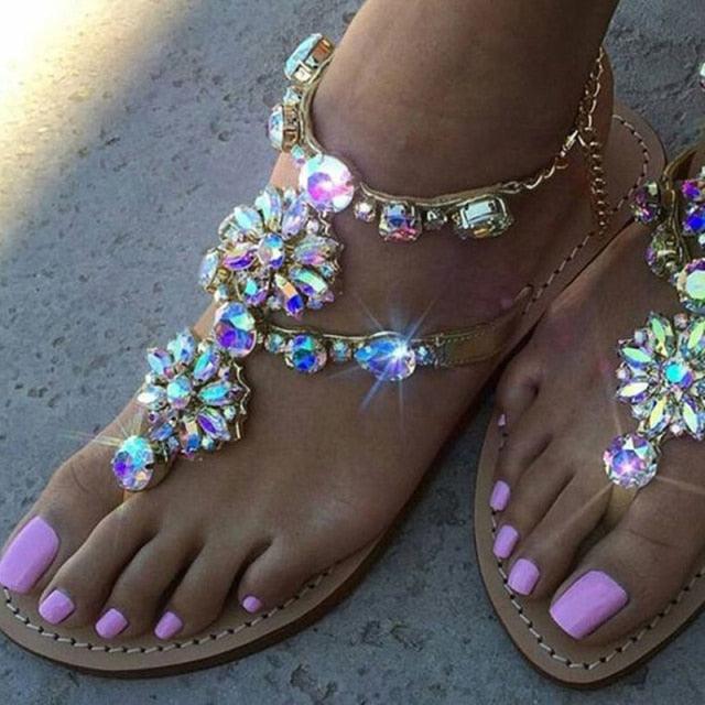 Women Sandals Summer Shoes Flat Pearl Sandals Comfortable String Slippers Women Casual Sandals For Women Casual T Strap Dress Sandals Summer Open Toe Shoes Stevvex