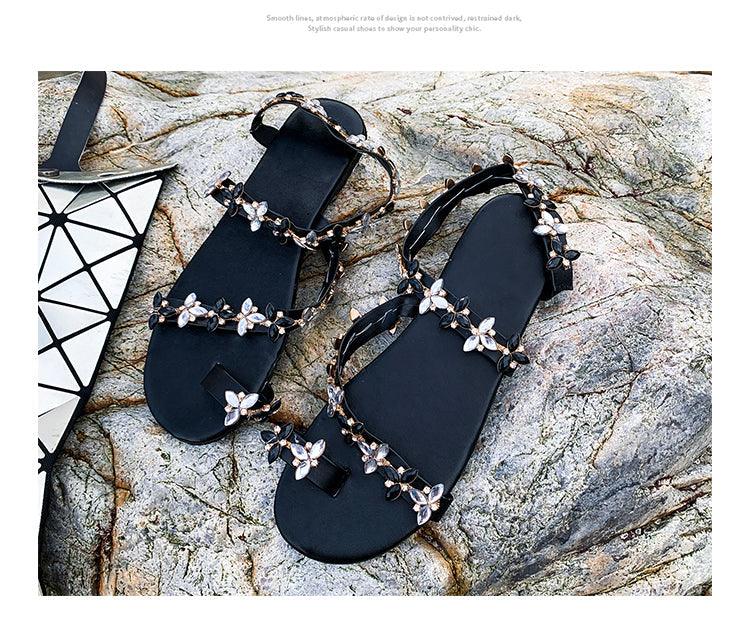 Women Sandals Summer Shoes Flat Pearl Sandals Comfortable String Slippers Women Casual Sandals For Women Casual T Strap Dress Sandals Summer Open Toe Shoes Stevvex
