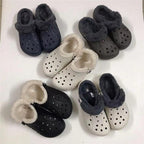 Women Sandals Winter Hole Slippers Outside Shoes For Women Slippers For Home Men's and Women's Classic Lined Clog Warm And Fuzzy Slippers Fur Lined Clogs Winter Garden Shoes Warm House Slippers Stevvex