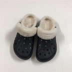 Women Sandals Winter Hole Slippers Outside Shoes For Women Slippers For Home Men's and Women's Classic Lined Clog Warm And Fuzzy Slippers Fur Lined Clogs Winter Garden Shoes Warm House Slippers Stevvex