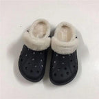 Women Sandals Winter Hole Slippers Outside Shoes For Women Slippers For Home Men's and Women's Classic Lined Clog Warm And Fuzzy Slippers Fur Lined Clogs Winter Garden Shoes Warm House Slippers Stevvex