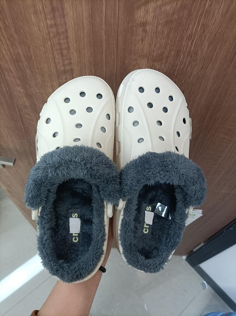 Women Sandals Winter Hole Slippers Outside Shoes For Women Slippers For Home Men's and Women's Classic Lined Clog Warm And Fuzzy Slippers Fur Lined Clogs Winter Garden Shoes Warm House Slippers Stevvex