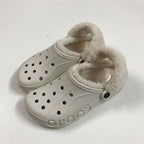 Women Sandals Winter Hole Slippers Outside Shoes For Women Slippers For Home Men's and Women's Classic Lined Clog Warm And Fuzzy Slippers Fur Lined Clogs Winter Garden Shoes Warm House Slippers Stevvex