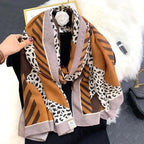 Women Scarf Leopard Print Cotton Large Size Scarfs For Winter Shawls Winter Warm Casual Wear For Women Lovely Floral Tassel Cotton ab Shawls Lady Silk Wraps Scarves Stevvex