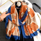 Women Scarf Leopard Print Cotton Large Size Scarfs For Winter Shawls Winter Warm Casual Wear For Women Lovely Floral Tassel Cotton ab Shawls Lady Silk Wraps Scarves Stevvex