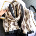 Women Scarf Leopard Print Cotton Large Size Scarfs For Winter Shawls Winter Warm Casual Wear For Women Lovely Floral Tassel Cotton ab Shawls Lady Silk Wraps Scarves Stevvex