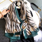 Women Scarf Leopard Print Cotton Large Size Scarfs For Winter Shawls Winter Warm Casual Wear For Women Lovely Floral Tassel Cotton ab Shawls Lady Silk Wraps Scarves Stevvex