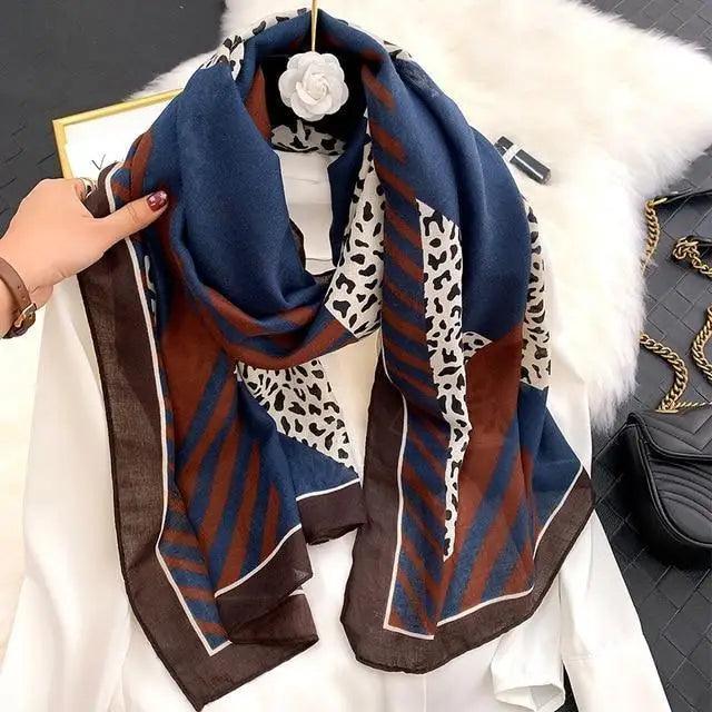 Women Scarf Leopard Print Cotton Large Size Scarfs For Winter Shawls Winter Warm Casual Wear For Women Lovely Floral Tassel Cotton ab Shawls Lady Silk Wraps Scarves Stevvex