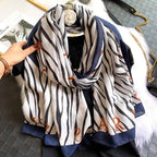 Women Scarf Leopard Print Cotton Large Size Scarfs For Winter Shawls Winter Warm Casual Wear For Women Lovely Floral Tassel Cotton ab Shawls Lady Silk Wraps Scarves Stevvex