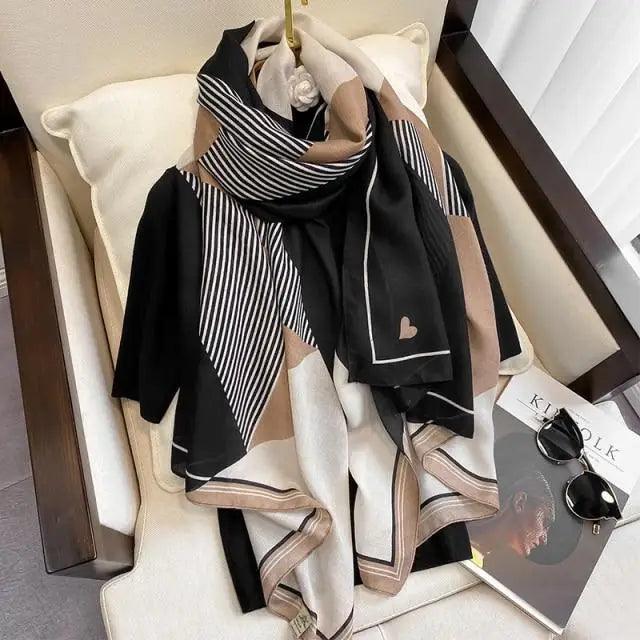 Women Scarf Leopard Print Cotton Large Size Scarfs For Winter Shawls Winter Warm Casual Wear For Women Lovely Floral Tassel Cotton ab Shawls Lady Silk Wraps Scarves Stevvex