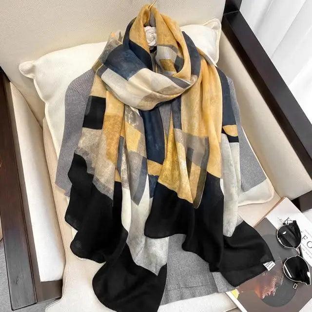 Women Scarf Leopard Print Cotton Large Size Scarfs For Winter Shawls Winter Warm Casual Wear For Women Lovely Floral Tassel Cotton ab Shawls Lady Silk Wraps Scarves Stevvex