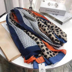 Women Scarf Leopard Print Cotton Large Size Scarfs For Winter Shawls Winter Warm Casual Wear For Women Lovely Floral Tassel Cotton ab Shawls Lady Silk Wraps Scarves Stevvex