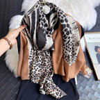Women Scarf Leopard Print Cotton Large Size Scarfs For Winter Shawls Winter Warm Casual Wear For Women Lovely Floral Tassel Cotton ab Shawls Lady Silk Wraps Scarves Stevvex