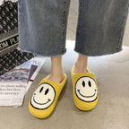 Women Smiley Slippers Fluffy Home Warm Fur Slippers Smiley Face Household Couple Slippers Indoor Warm Home Non-Slip Couple Style Casual Shoes Indoor Outdoor Anti-Skid Plush Fleece Lined House Shoes Stevvex