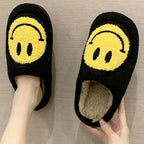 Women Smiley Slippers Fluffy Home Warm Fur Slippers Smiley Face Household Couple Slippers Indoor Warm Home Non-Slip Couple Style Casual Shoes Indoor Outdoor Anti-Skid Plush Fleece Lined House Shoes Stevvex