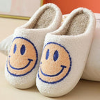 Women Smiley Slippers Fluffy Home Warm Fur Slippers Smiley Face Household Couple Slippers Indoor Warm Home Non-Slip Couple Style Casual Shoes Indoor Outdoor Anti-Skid Plush Fleece Lined House Shoes Stevvex