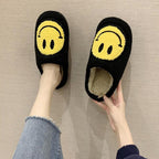 Women Smiley Slippers Fluffy Home Warm Fur Slippers Smiley Face Household Couple Slippers Indoor Warm Home Non-Slip Couple Style Casual Shoes Indoor Outdoor Anti-Skid Plush Fleece Lined House Shoes Stevvex