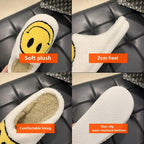 Women Smiley Slippers Fluffy Home Warm Fur Slippers Smiley Face Household Couple Slippers Indoor Warm Home Non-Slip Couple Style Casual Shoes Indoor Outdoor Anti-Skid Plush Fleece Lined House Shoes Stevvex
