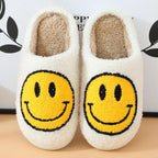 Women Smiley Slippers Fluffy Home Warm Fur Slippers Smiley Face Household Couple Slippers Indoor Warm Home Non-Slip Couple Style Casual Shoes Indoor Outdoor Anti-Skid Plush Fleece Lined House Shoes Stevvex