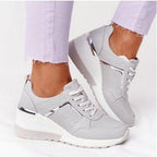 Women Sneakers Leopard Print Lace-Up Women's Vulcanize Shoes Sports Sneakers Breathable Height Increasing Walking Jogging Sneakers Gold Silver Sport Running Women's Sneakers Stevvex