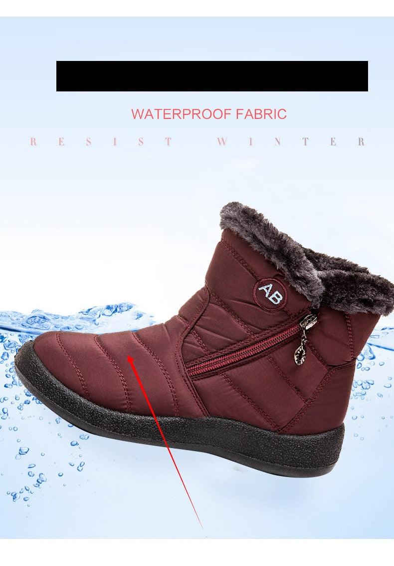 Women Snow Boots Warm Short Fur Plush Winter Ankle Boots Zip Comfort Warm Shoes Anti-Slip Fur Lined Ankle Short Boots Waterproof Slip On Outdoor Lightweight Shoes Stevvex