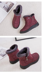 Women Snow Boots Warm Short Fur Plush Winter Ankle Boots Zip Comfort Warm Shoes Anti-Slip Fur Lined Ankle Short Boots Waterproof Slip On Outdoor Lightweight Shoes Stevvex
