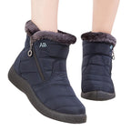 Women Snow Boots Warm Short Fur Plush Winter Ankle Boots Zip Comfort Warm Shoes Anti-Slip Fur Lined Ankle Short Boots Waterproof Slip On Outdoor Lightweight Shoes Stevvex