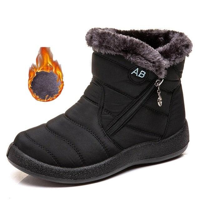 Women Snow Boots Warm Short Fur Plush Winter Ankle Boots Zip Comfort Warm Shoes Anti-Slip Fur Lined Ankle Short Boots Waterproof Slip On Outdoor Lightweight Shoes Stevvex