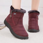 Women Snow Boots Warm Short Fur Plush Winter Ankle Boots Zip Comfort Warm Shoes Anti-Slip Fur Lined Ankle Short Boots Waterproof Slip On Outdoor Lightweight Shoes Stevvex