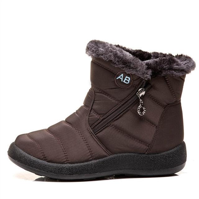 Women Snow Boots Warm Short Fur Plush Winter Ankle Boots Zip Comfort Warm Shoes Anti-Slip Fur Lined Ankle Short Boots Waterproof Slip On Outdoor Lightweight Shoes Stevvex