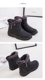 Women Snow Boots Warm Short Fur Plush Winter Ankle Boots Zip Comfort Warm Shoes Anti-Slip Fur Lined Ankle Short Boots Waterproof Slip On Outdoor Lightweight Shoes Stevvex