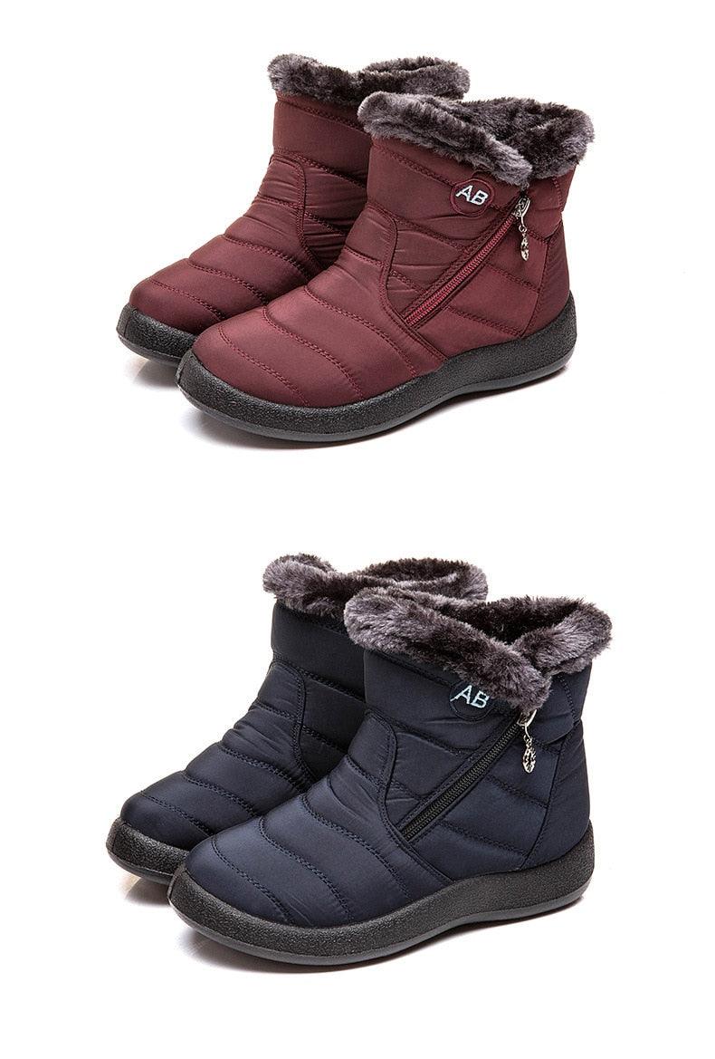 Women Snow Boots Warm Short Fur Plush Winter Ankle Boots Zip Comfort Warm Shoes Anti-Slip Fur Lined Ankle Short Boots Waterproof Slip On Outdoor Lightweight Shoes Stevvex