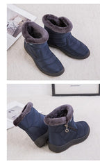 Women Snow Boots Warm Short Fur Plush Winter Ankle Boots Zip Comfort Warm Shoes Anti-Slip Fur Lined Ankle Short Boots Waterproof Slip On Outdoor Lightweight Shoes Stevvex
