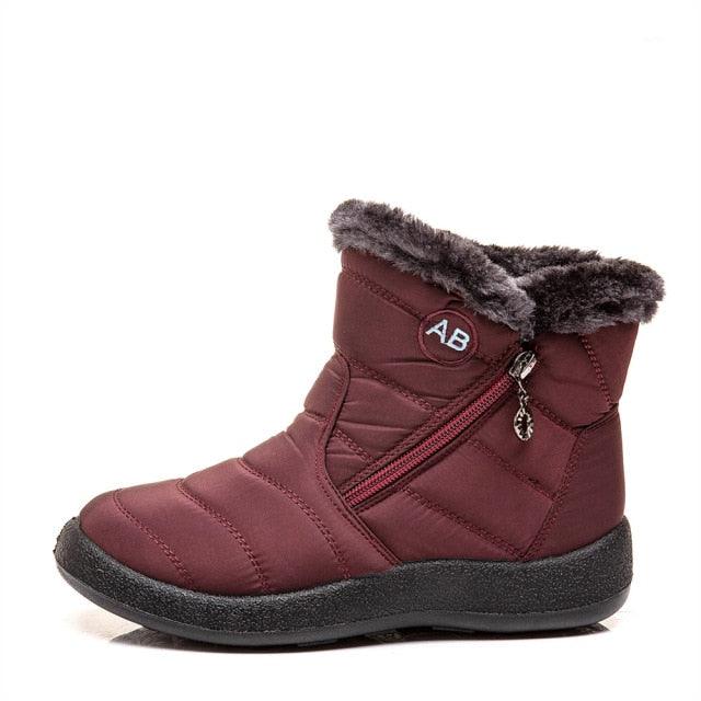 Women Snow Boots Warm Short Fur Plush Winter Ankle Boots Zip Comfort Warm Shoes Anti-Slip Fur Lined Ankle Short Boots Waterproof Slip On Outdoor Lightweight Shoes Stevvex