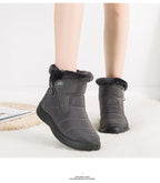 Women Snow Boots Warm Short Fur Plush Winter Ankle Boots Zip Comfort Warm Shoes Anti-Slip Fur Lined Ankle Short Boots Waterproof Slip On Outdoor Lightweight Shoes Stevvex