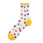 Women Socks New Fashion Long Transparent Cute Heart Thin Socks Female Summer Casual Sweet Funny Socks Stylish Ankle Socks For Women Stevvex
