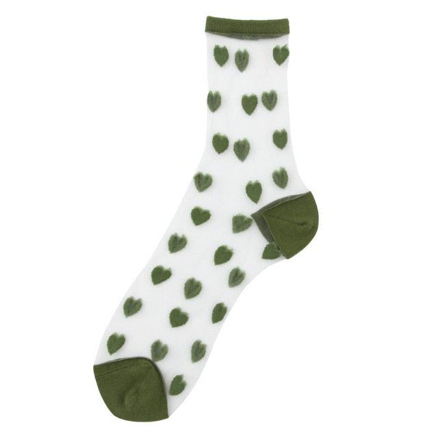 Women Socks New Fashion Long Transparent Cute Heart Thin Socks Female Summer Casual Sweet Funny Socks Stylish Ankle Socks For Women Stevvex