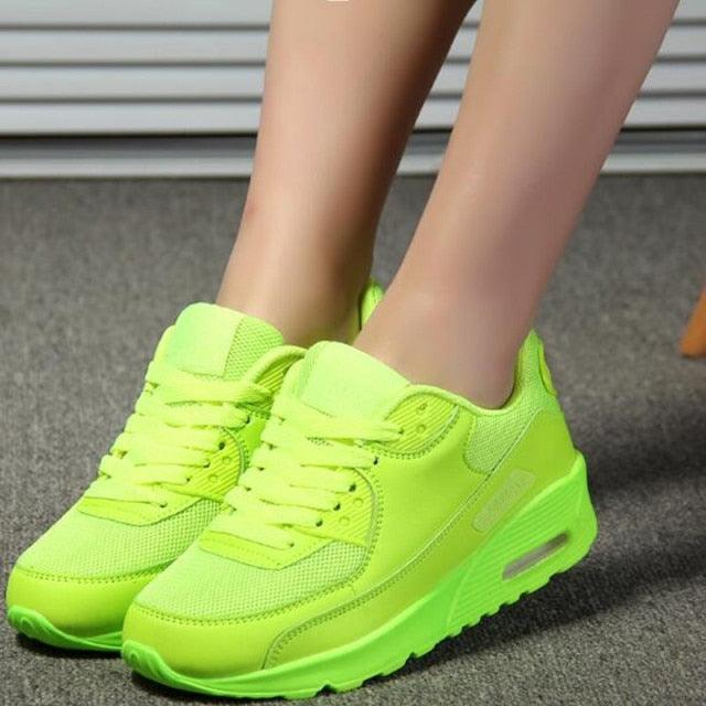 Women Soft Platform Sneakers Green Black Pink Breathable Air Cushion Casual Sports Women Trainers Fashion Lightweight Tennis Sport Walking Athletic Casual Footwear Sneakers Stevvex