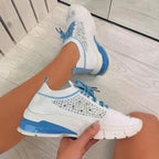Women Sport Elegant Sneakers Platform Shoes Flats Solid Casual Spring Summer New Fashion Women's Vulcanized Running Sneakers Walking Tennis Shoes Lightweight Breathable Design Stevvex